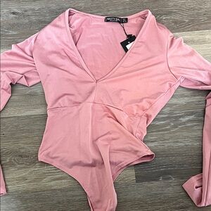 Nasty Gal Blush Plunging Bodysuit